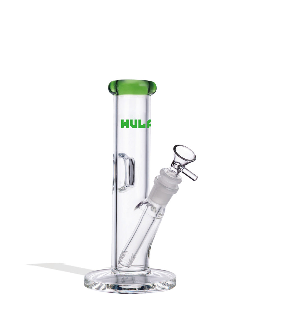 Green Wulf Mods 5mm 8inch Straight Water Pipe Front View on White Background