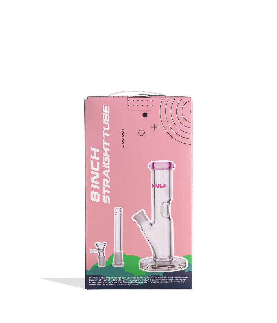Pink Wulf Mods 5mm 8inch Straight Water Pipe Packaging Back View on White Background