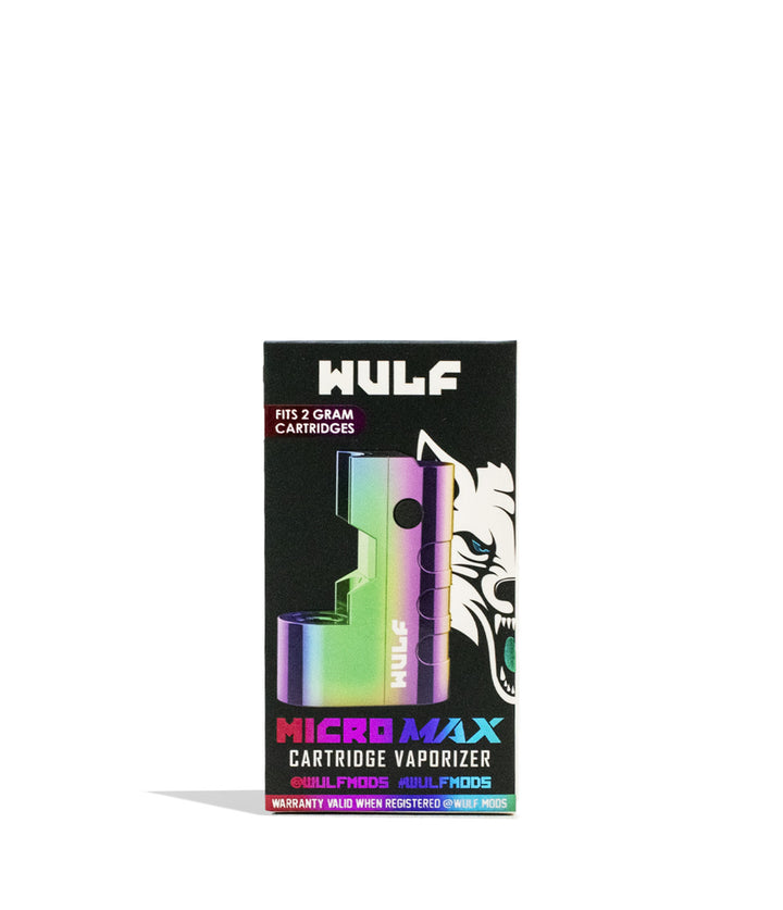 Full color packaging Wulf Mods Micro Max 2g Cartridge Vaporizer on white background