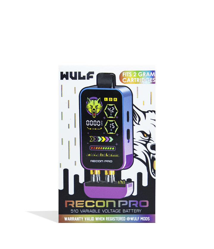 Full Color Wulf Mods Recon Pro Dual 510 Voltage Battery Packaging Front View on White Background