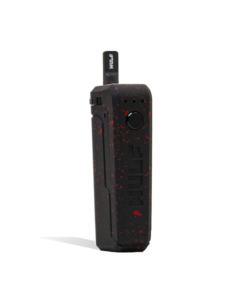 Black Red Spatter Wulf Mods UNI Max Concentrate Kit Vaporizer With Tank Front View on White Background