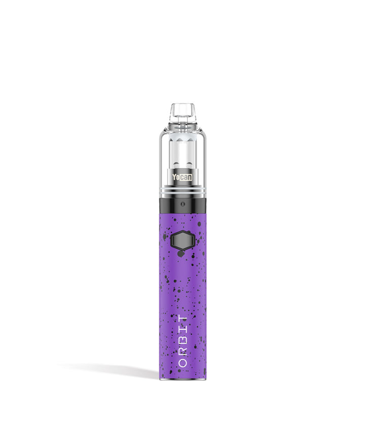 Purple Black Spatter Wulf Mods Orbit Concentrate Vaporizer on white background