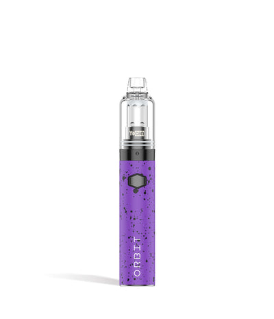 Purple Black Spatter front view Wulf Mods Orbit Concentrate Vaporizer on white studio background