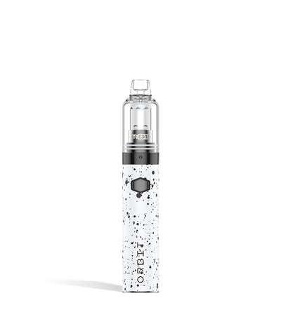 White Black Spatter front view Wulf Mods Orbit Concentrate Vaporizer on white studio background