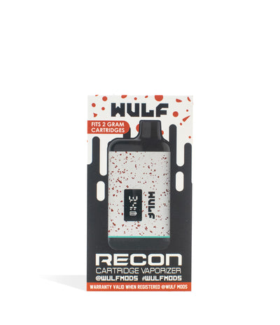 White Red Spatter Wulf Mods Recon Cartridge Vaporizer single pack on white background