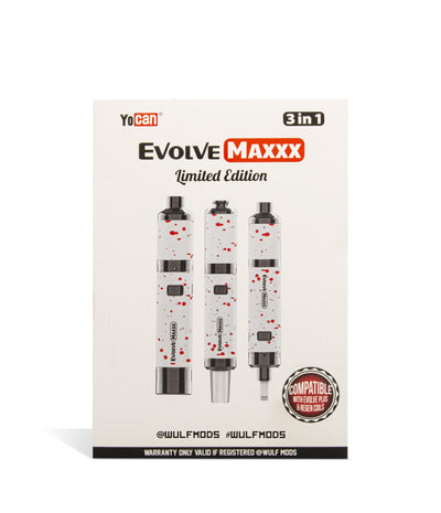 White Red Spatter Wulf Mods Evolve Maxxx 3 in 1 Kit Packaging on White Background