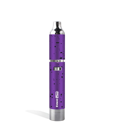 Purple Black Spatter Wulf Mods Evolve Plus Concentrate Vaporizer Front View on White Background