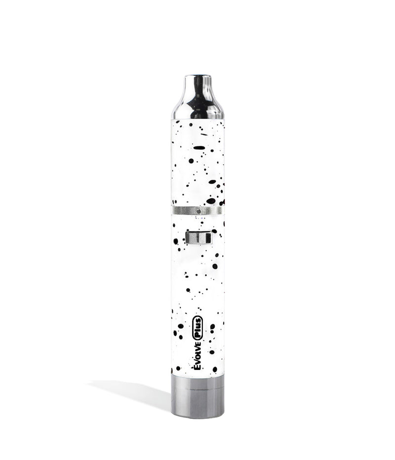 White Black Spatter Wulf Mods Evolve Plus Concentrate Vaporizer Front View on White Background