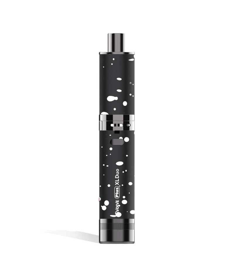 Black White Spatter Wulf Mods Evolve Plus XL Duo 2-in-1 Kit Dry Herb Front View on White Background