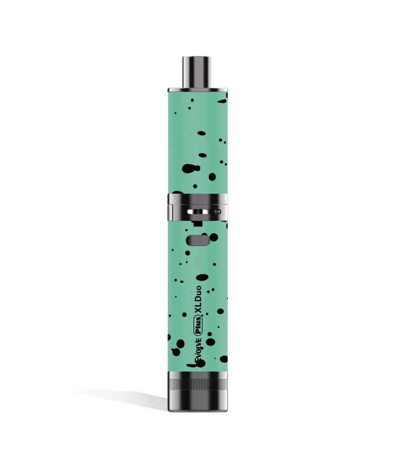 Teal Black Spatter Wulf Mods Evolve Plus XL Duo 2-in-1 Kit Dry Herb Front View on White Background