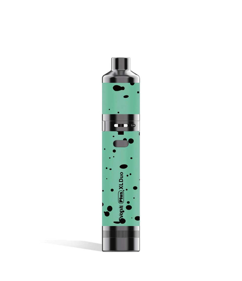 Teal Black Spatter Wulf Mods Evolve Plus XL Duo 2-in-1 Kit Wax Pen Front View on White Background