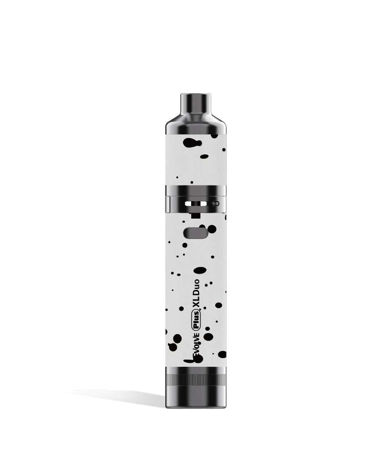 White Black Spatter Wulf Mods Evolve Plus XL Duo 2-in-1 Kit Wax Pen Front View on White Background