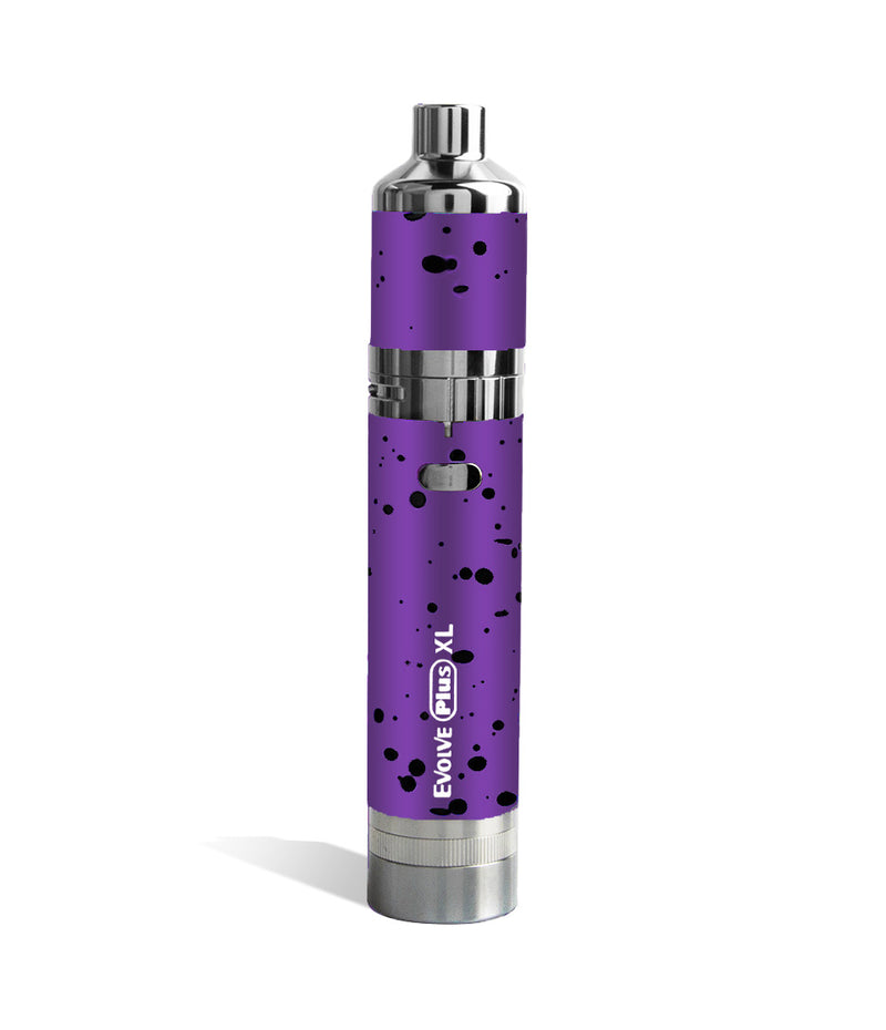 Purple Black Spatter Wulf Mods Evolve Plus XL Concentrate Vaporizer Front View on White Background