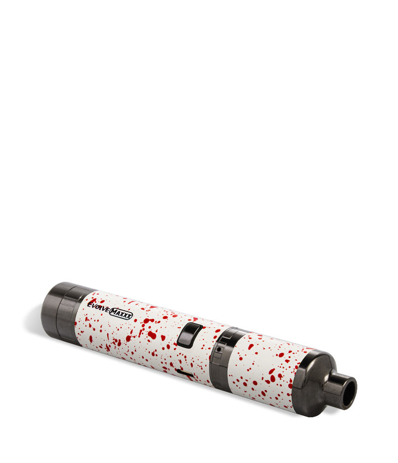 White Red Spatter Wulf Mods Evolve Maxxx 3 in 1 Kit Wax Pen Down View on White Background