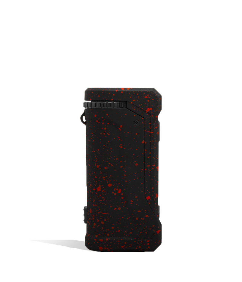 Black Red Spatter Wulf Mods UNI Pro Adjustable Cartridge Vaporizer Side View on White Background