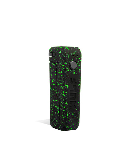 Black Green Spatter Wulf Mods UNI Adjustable Cartridge Vaporizer Side View on White Background